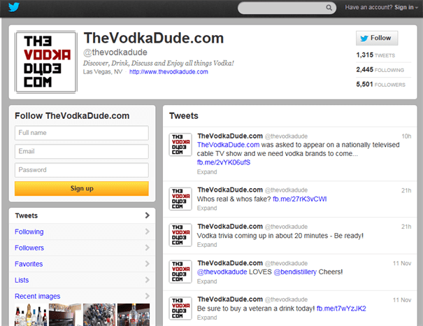 The Vodka Dude Twitter
