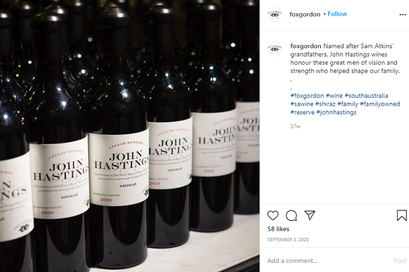 Fox Gordon wines on Instagram