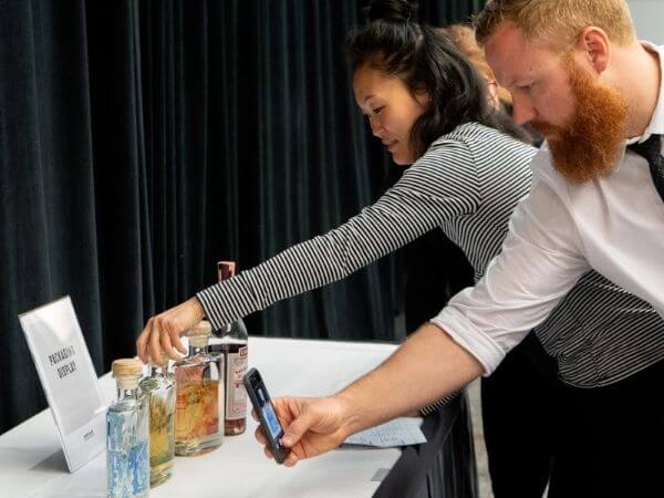 Judges scoring spirits on packaging at the 2019 Bartender Spirits Awards