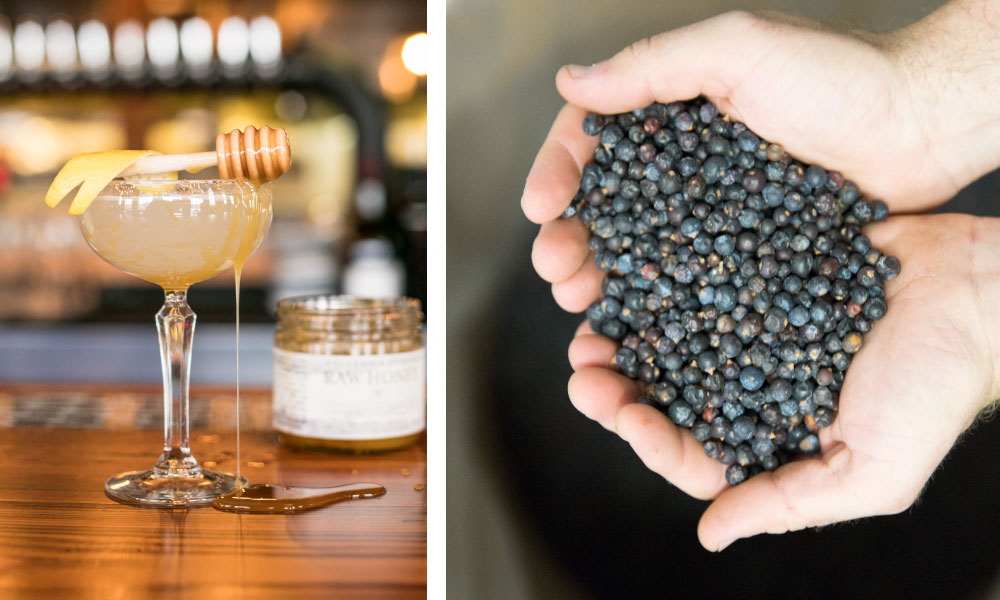 Use of raw honey and juniper to make Barr Hill Gin