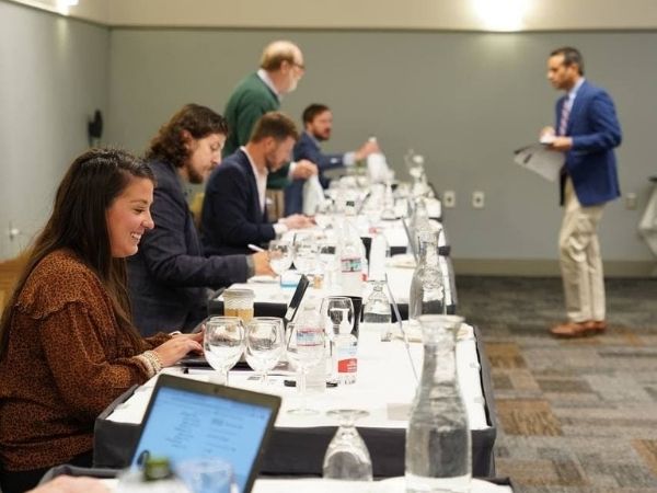 Sid Patel, CEO of Beverage Trade Network briefing judges at the 2021 Sommeliers Choice Awards.