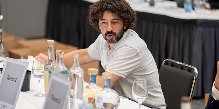 Tamir Ben-Shalom tasting spirits at the 2021 USA Spirits Ratings